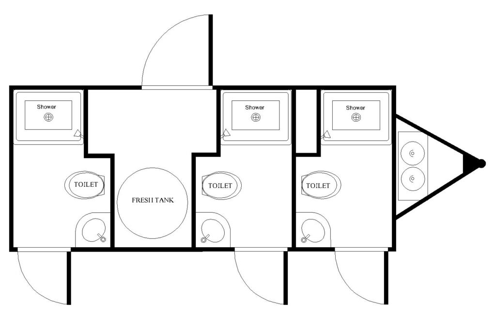 THREE STATION SHOWER TRAILER COMBO MODEL