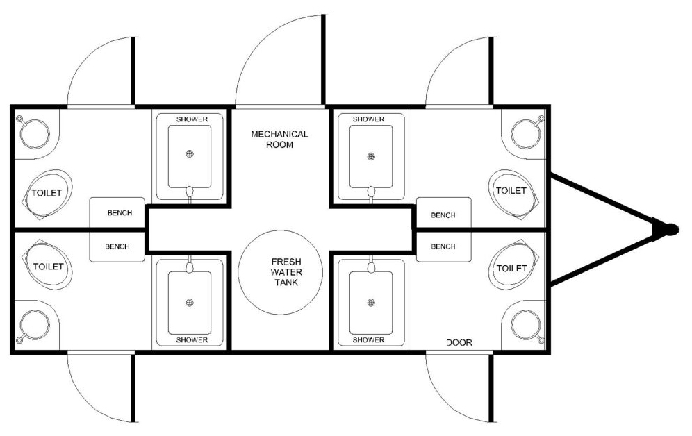FOUR STATION SHOWER TRAILER COMBO MODEL