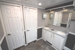 10 STATION RESTROOM TRAILER FOR SALE IN GREY DECOR